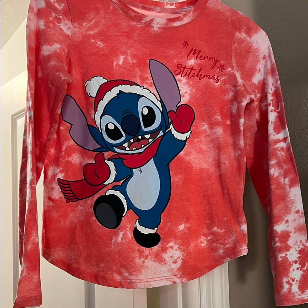 Disney Stitch Red and Blue Long Sleeve Tee Size L
